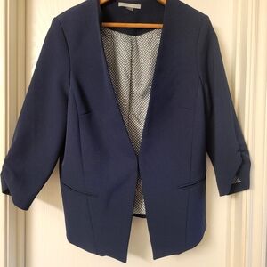 Tart Womens Navy Blue Ruched Sleeve Blazer